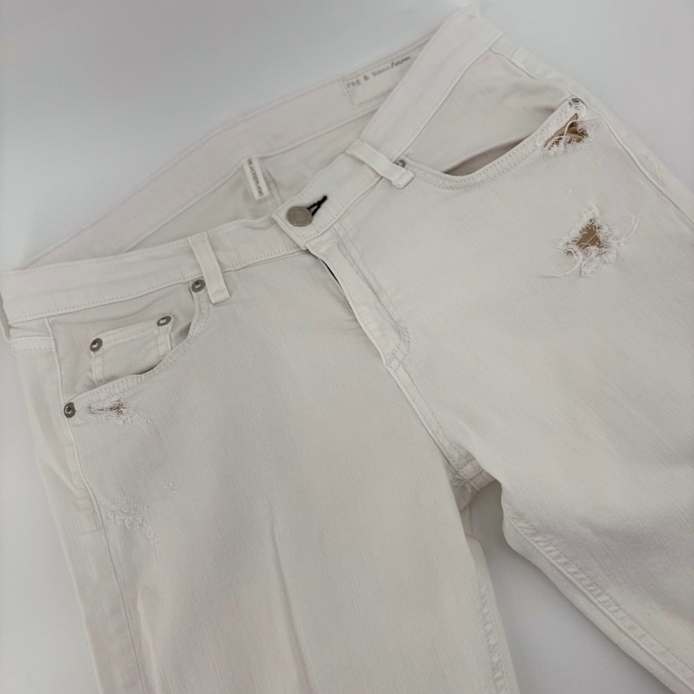 Rag & Bone Dash‎ Slouchy Skinny Jeans Size 28 White Distressed Denim
